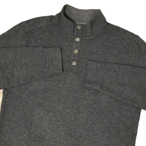 Tommy Bahama Mens XL Dark Grey Ribbed Quarter Snap Mock Neck Henley Pullover - Picture 1 of 14